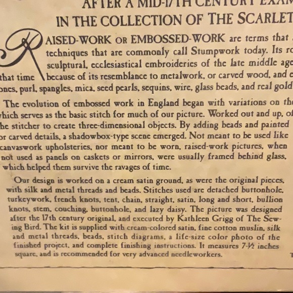 Needlework Reproduction Stumpwork Sampler. Gorgeous and complete kit! - Picture 4 of 6